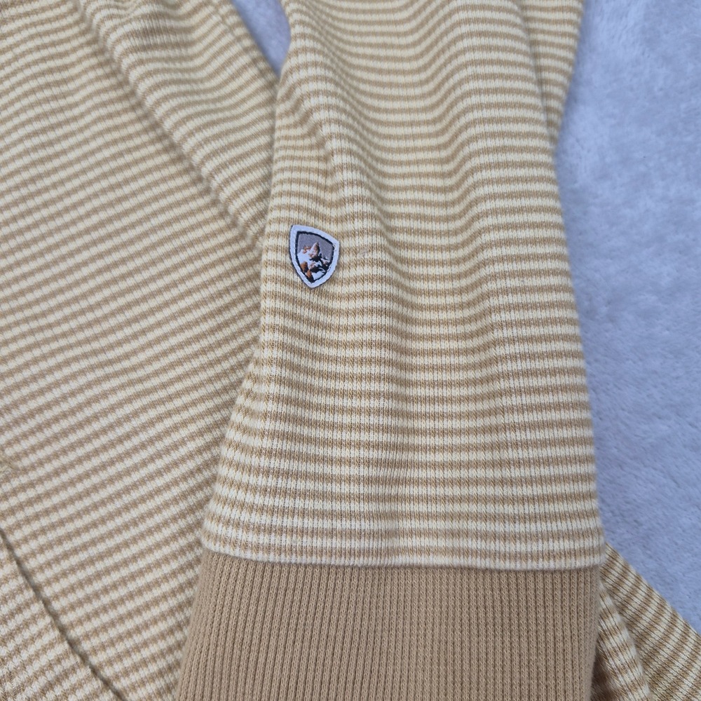 Kuhl Stria Womens L Striped Pullover Hoodie Yellow White Long Sleeve Lightweight - Picture 2 of 9